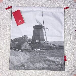 Viking Travel Bag Garment Shoes Drawstring Idyllic Windmill Photo NWT 15024